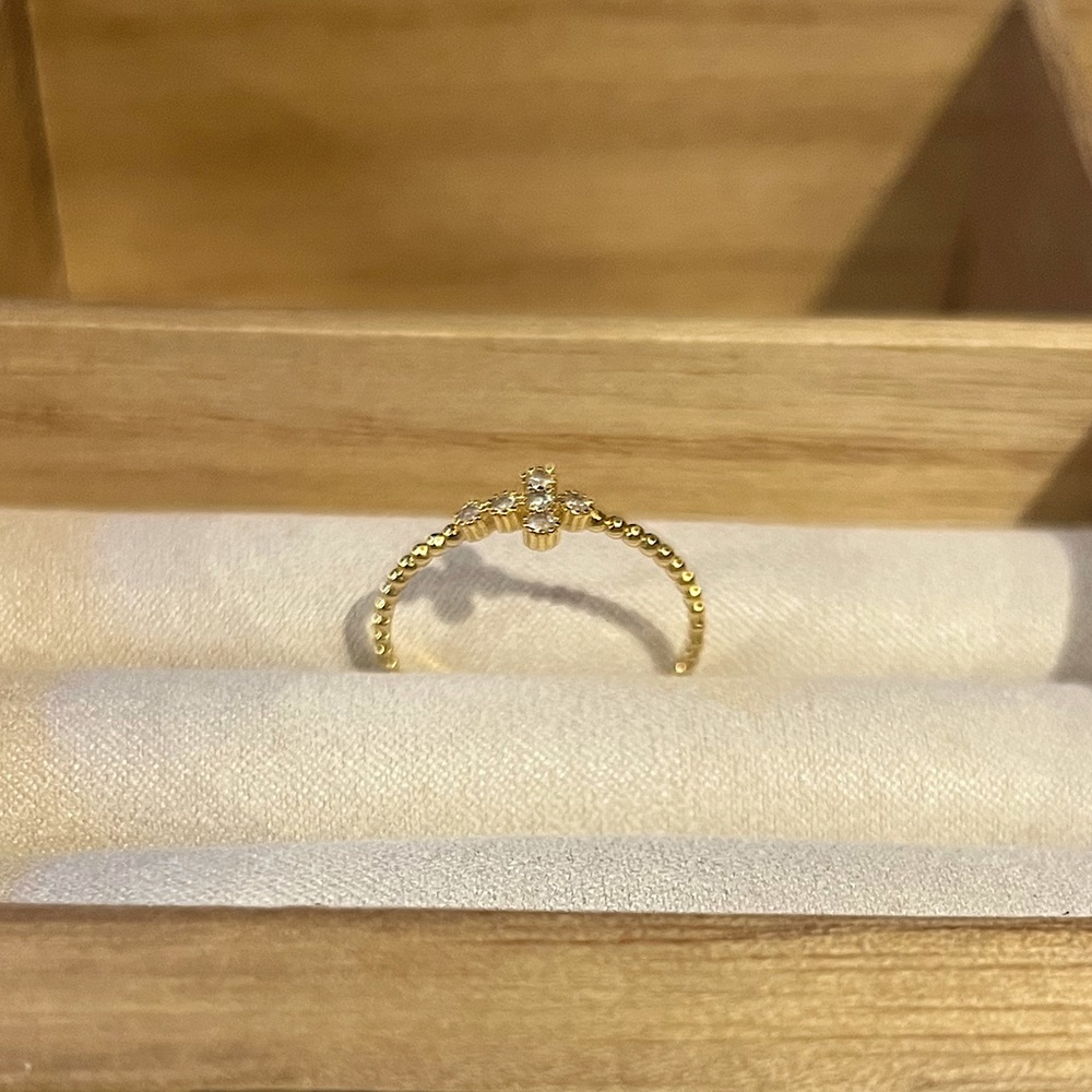 Gold Cross Cz Ring 💍 - Picture 7 of 8